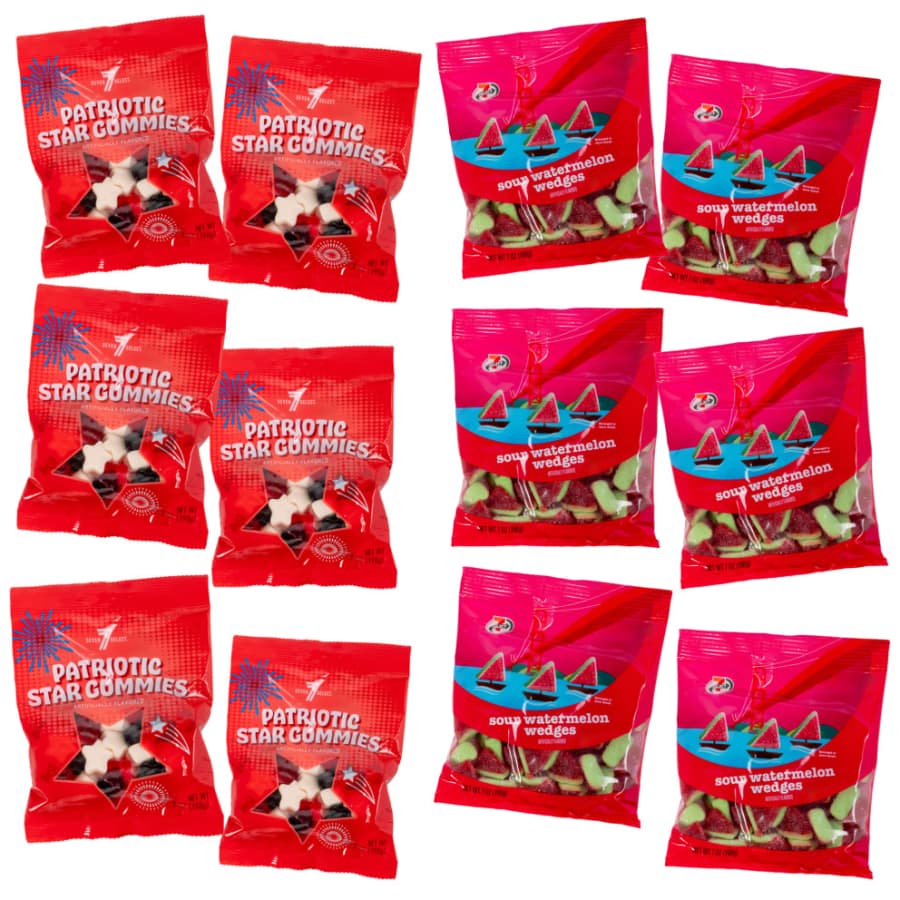 7-Select Gummi Patriotic Stars or Sour Watermelon Wedges 12-Pack: $15 7-Select Gummi Patriotic Stars or Sour Watermelon Wedges 12-Pack: $15