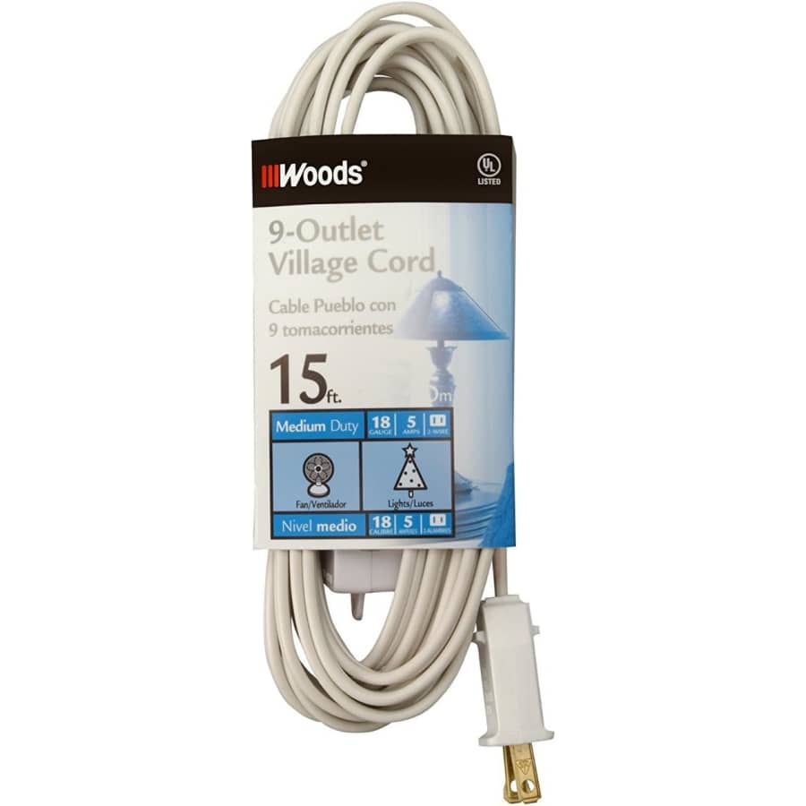 Woods 15-Foot Light Duty 9-Outlet Extension Cord: $6.04 Woods 15-Foot Light Duty 9-Outlet Extension Cord: $6.04