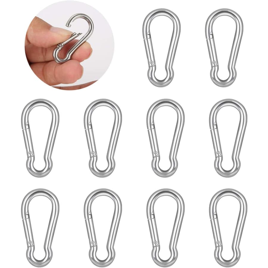 Lotsun Stainless Steel M4 Spring-Snap Carabiner Clip 10-Pack: $6.99