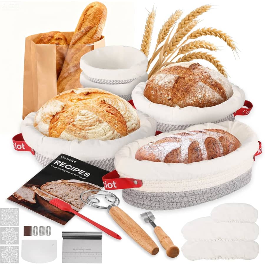 Sourdough Starter Kit 5-Piece Banneton Set: $33.29