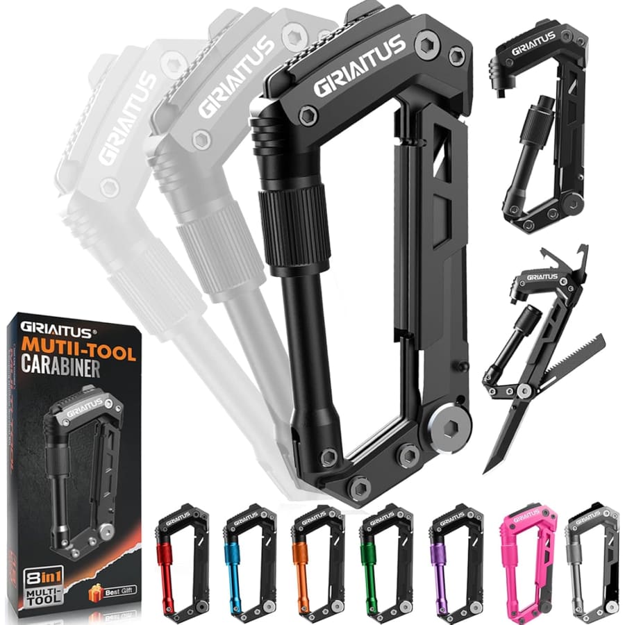 8-in-1 Carabiner Multitool with Pocket Knife: From $16