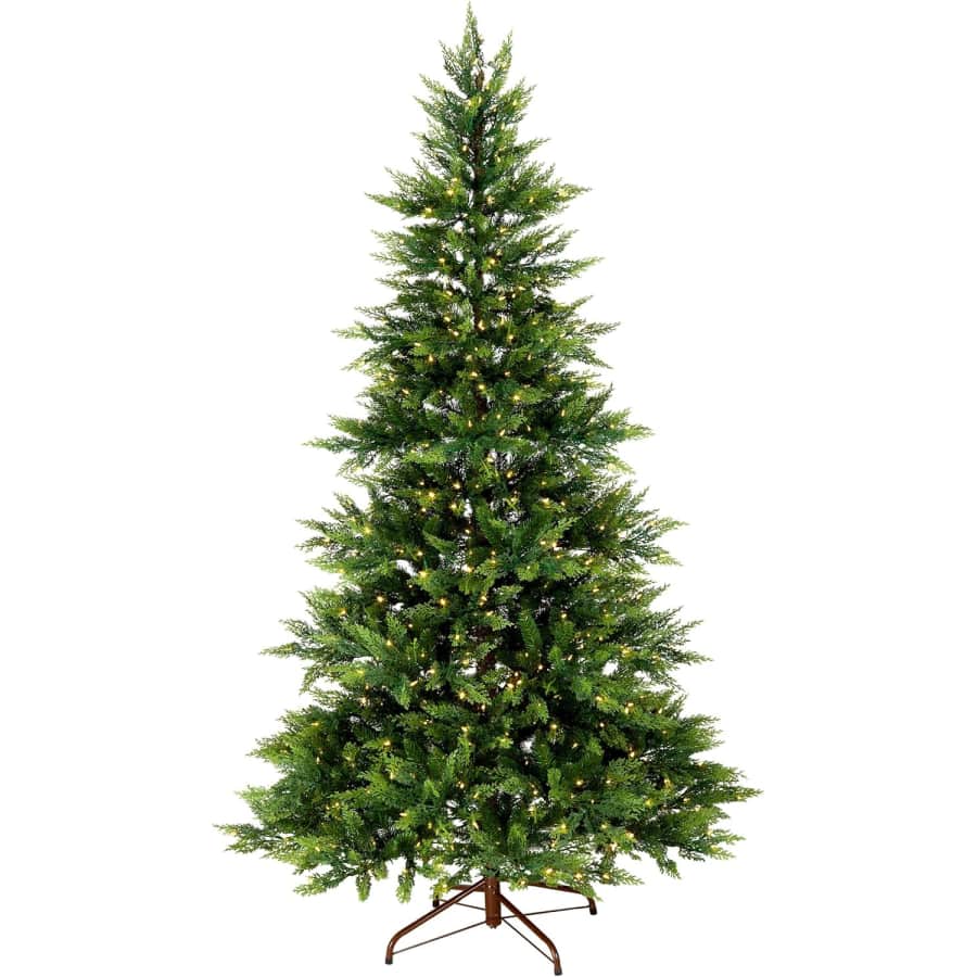 National Tree Company 6.5-Foot Festive Fern Pre-Lit Artificial Christmas Tree: $61.94