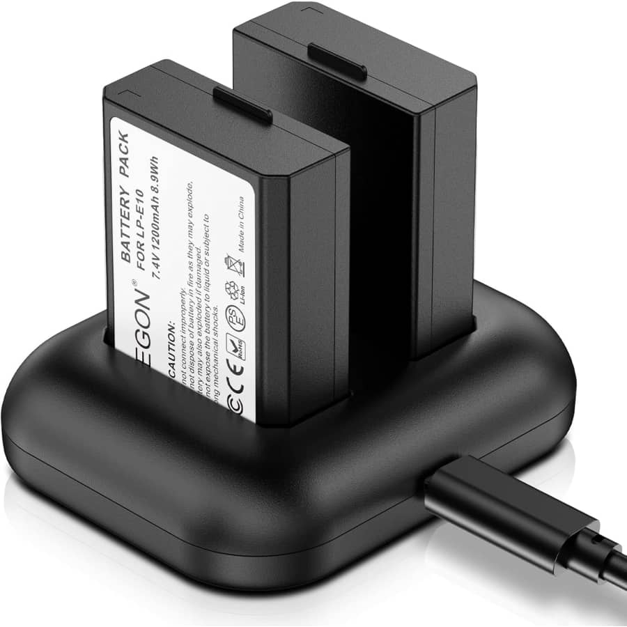 LP-E10 Replacement Battery 2-Pack with Dual Charger: $21