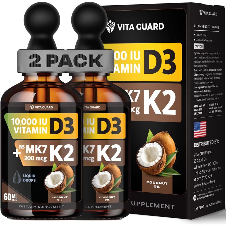 Vita Guard Vegan Vitamin D3 K2 Liquid Drops 2-Pack: $12.48