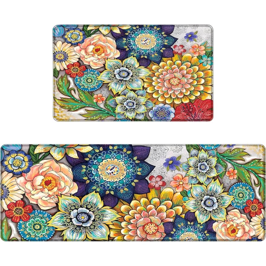 Boho Floral Kitchen Rug 2-Piece Set: $27