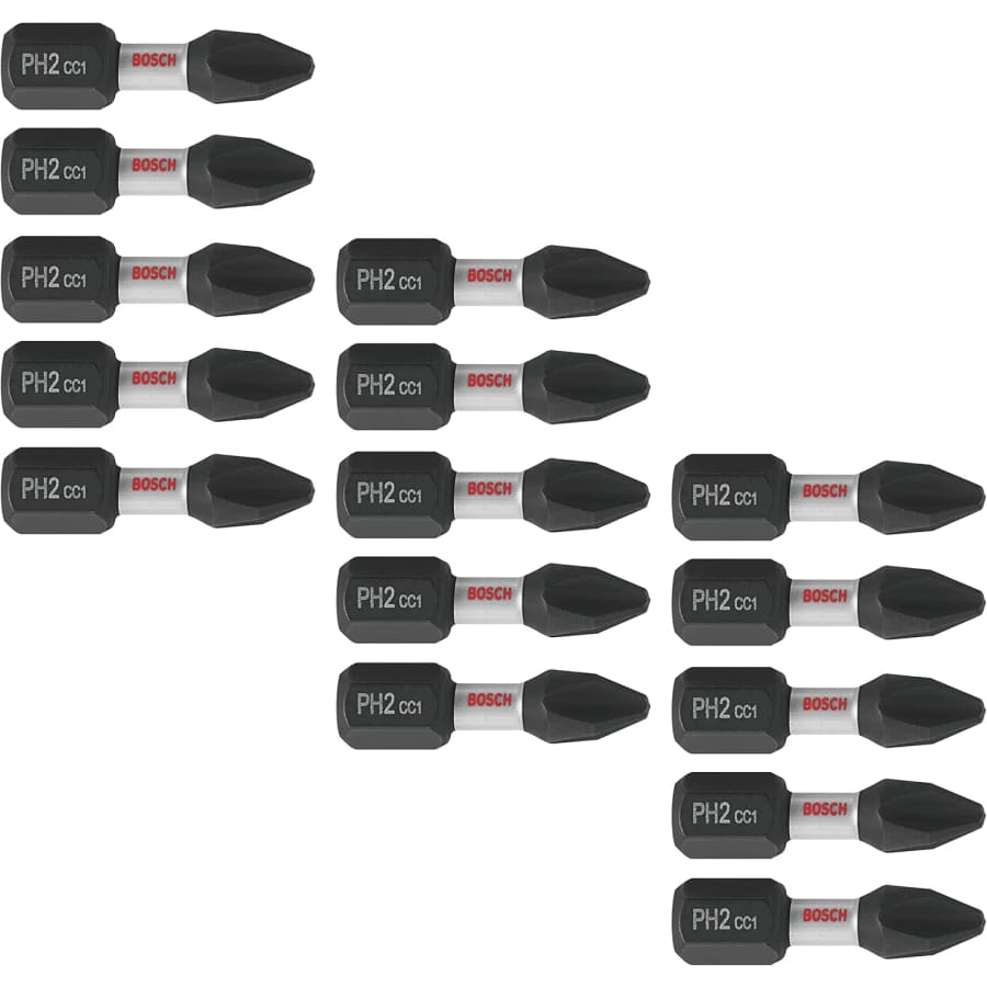 Bosch 1" Driven Phillips #2 Impact Tough Screwdriving Insert Bits 15-Pack: $7