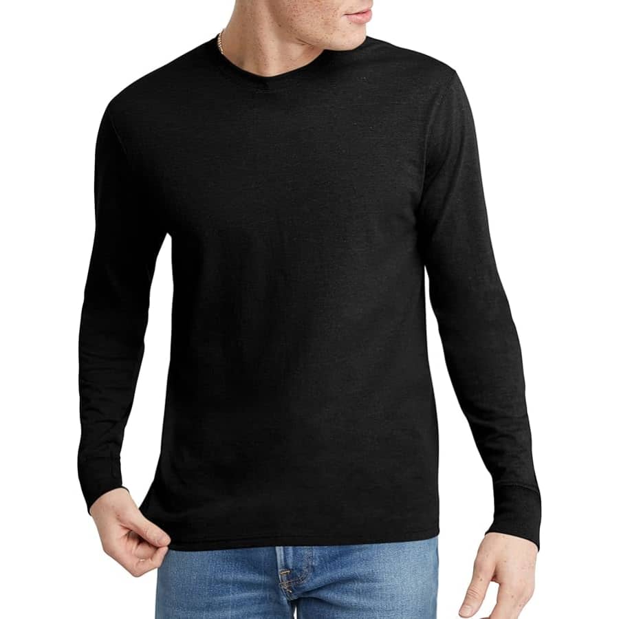 Hanes Men's Originals Long Sleeve T-Shirt: $9 Hanes Men's Originals Long Sleeve T-Shirt: $9