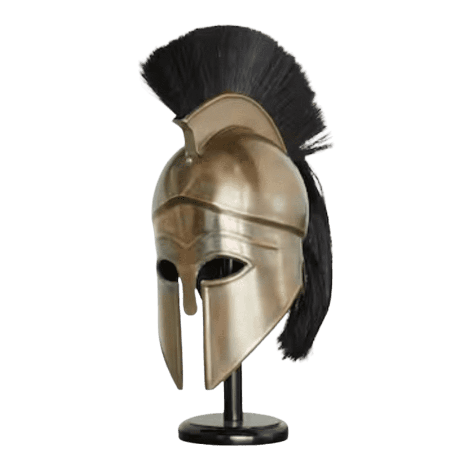 Litton Lane Medieval Greek Spartan Helmet w/ Wood Stand and Plume: $59
