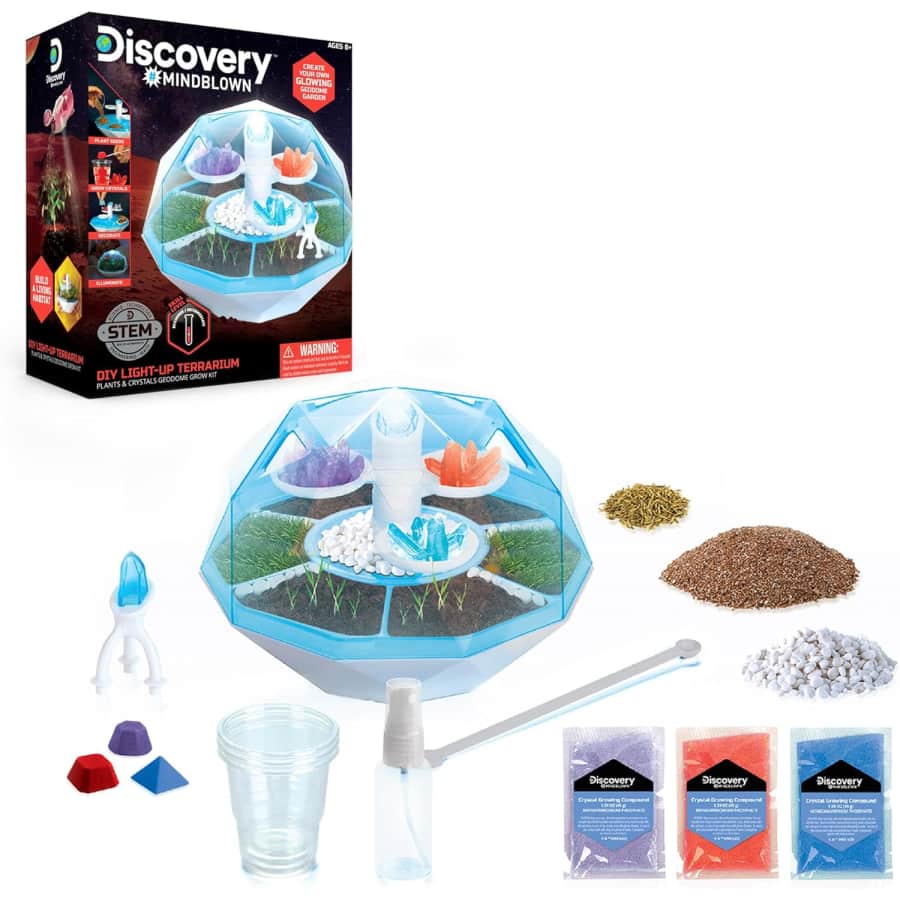 Discovery #Mindblown DIY Light-Up LED Plants & Crystals Geodome Terrarium Kit: $11.48