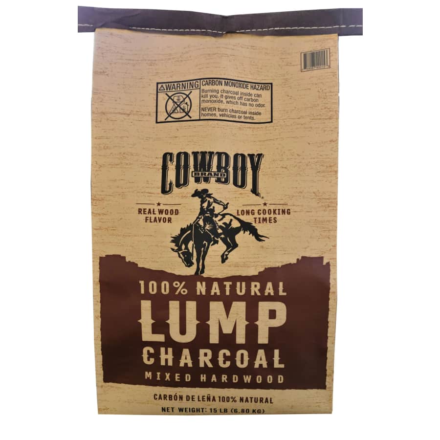 Cowboy Charcoal 15 lbs. Hardwood Lump Charcoal: $13 Cowboy Charcoal 15 lbs. Hardwood Lump Charcoal: $13