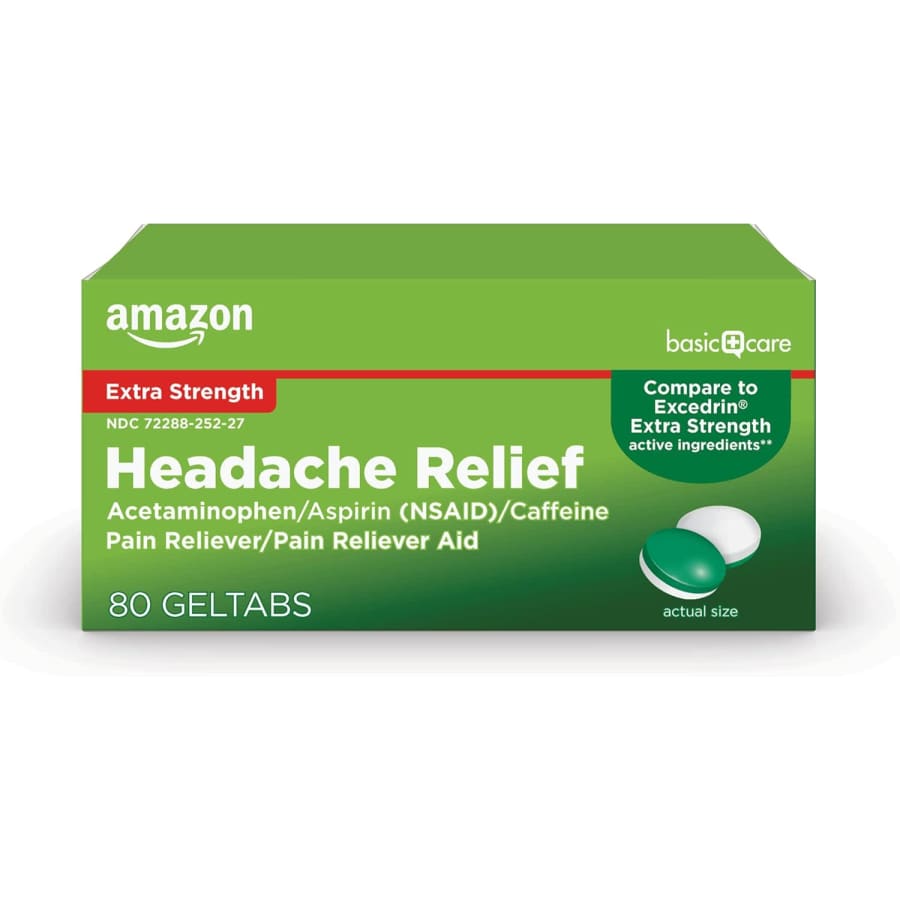 Amazon Basic Care 80-Count Extra Strength Headache Relief Geltabs: $5.38