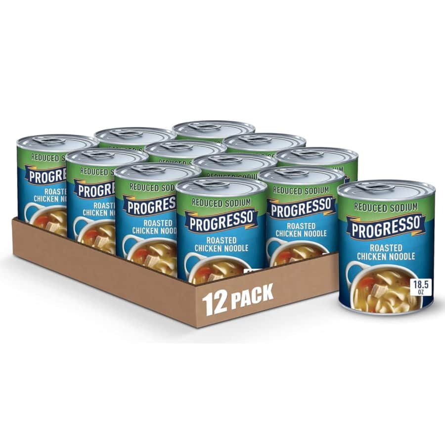 Progresso Reduced Sodium Roasted Chicken Noodle Soup 18.5-oz. Can 12-Pack: $14 via Sub. & Save Progresso Reduced Sodium Roasted Chicken Noodle Soup 18.5-oz. Can 12-Pack: $14 via Sub. & Save