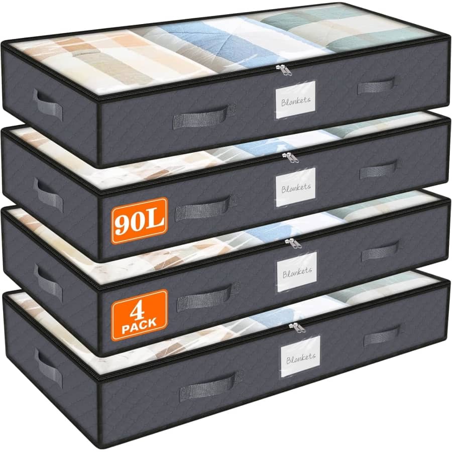 SpaceWhisper 90L Under Bed Storage Container 4-Pack: $19