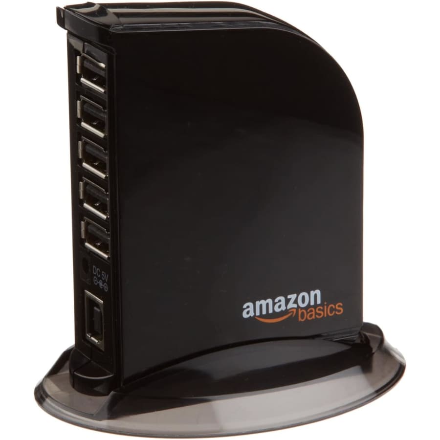 Amazon Basics 7 Port USB 2.0 Hub Tower: $9.50