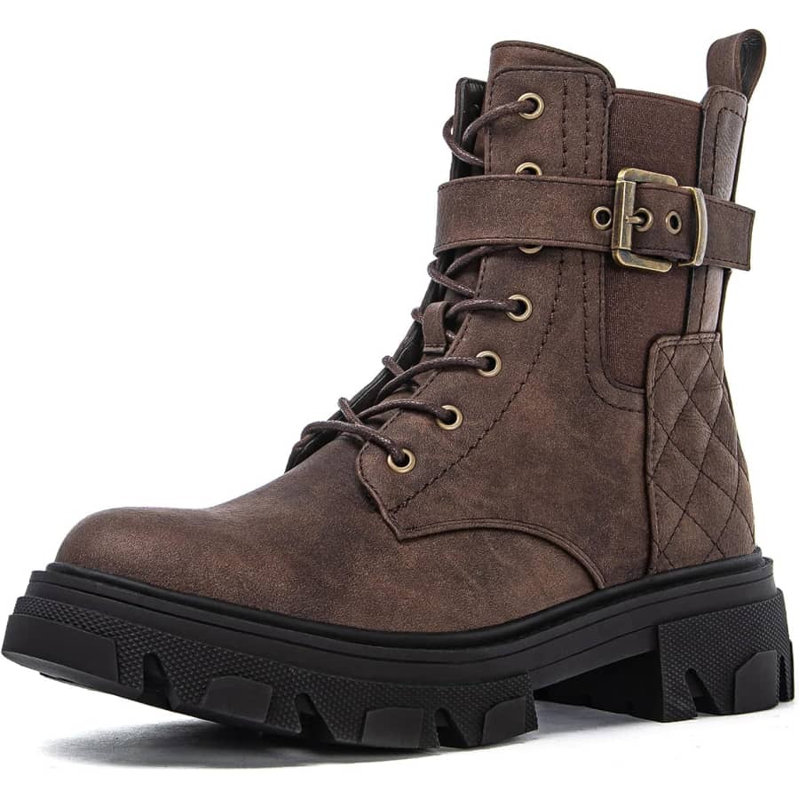 GlobalWin Women's Lace-Up Low Heel Combat Boots: $14.25 GlobalWin Women's Lace-Up Low Heel Combat Boots: $14.25