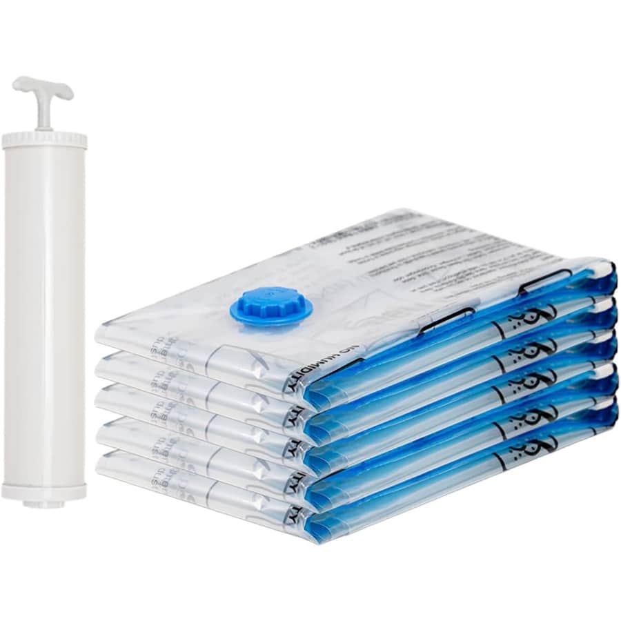 Amazon Basics Large Vacuum Compression Bags 5-Pack with Hand Pump: $9.50 Amazon Basics Large Vacuum Compression Bags 5-Pack with Hand Pump: $9.50