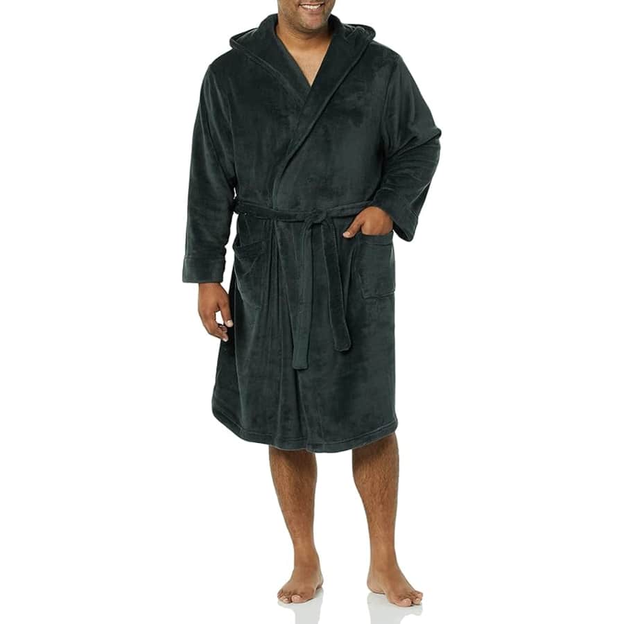 Amazon Essentials Men's Mid-Length Plush Robe: $20 Amazon Essentials Men's Mid-Length Plush Robe: $20