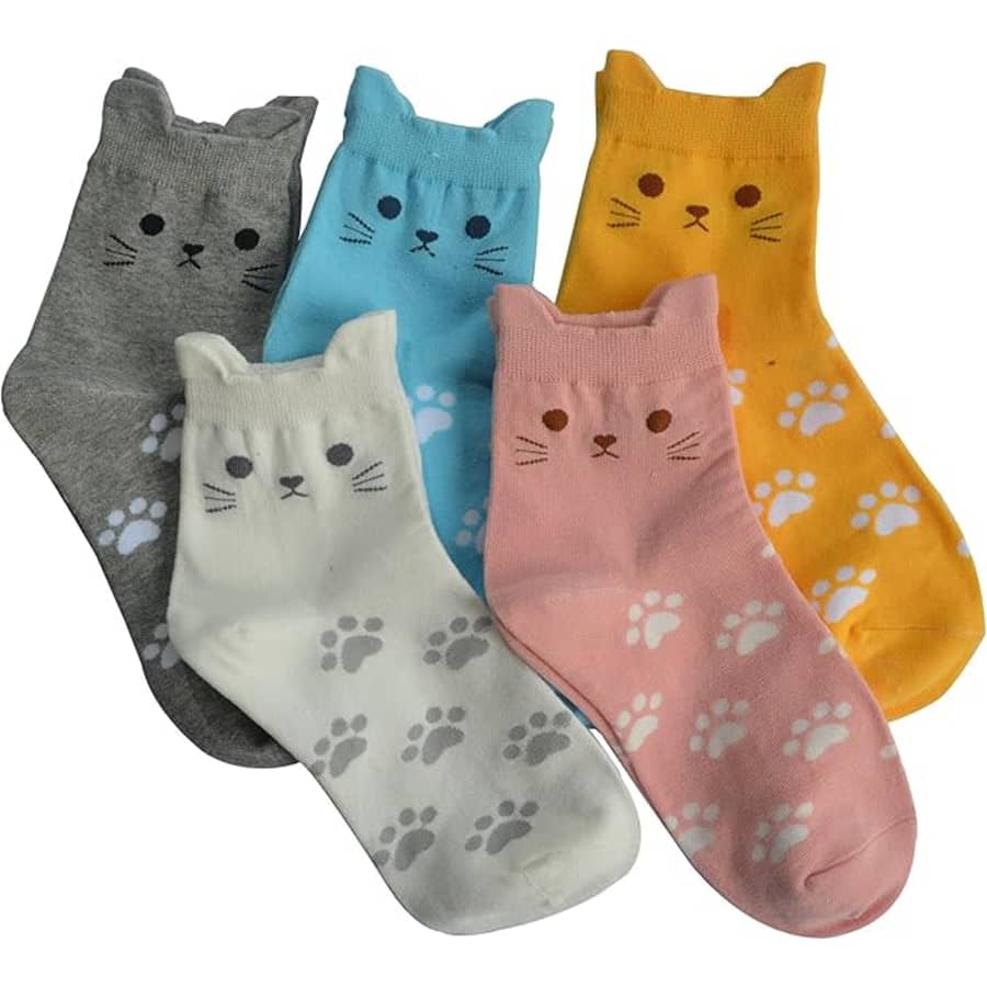Women's Cat Socks 5-Pack: $10