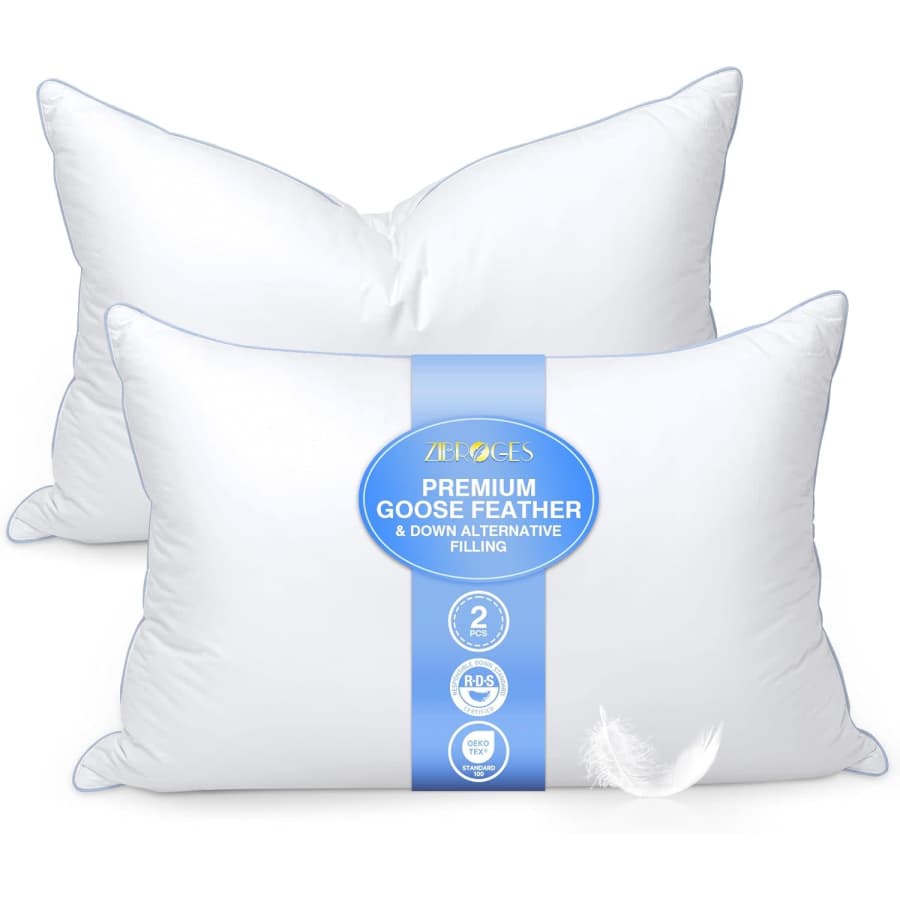 Zibroges Queen Goose Feather Pillow 2-Pack: $27.00
