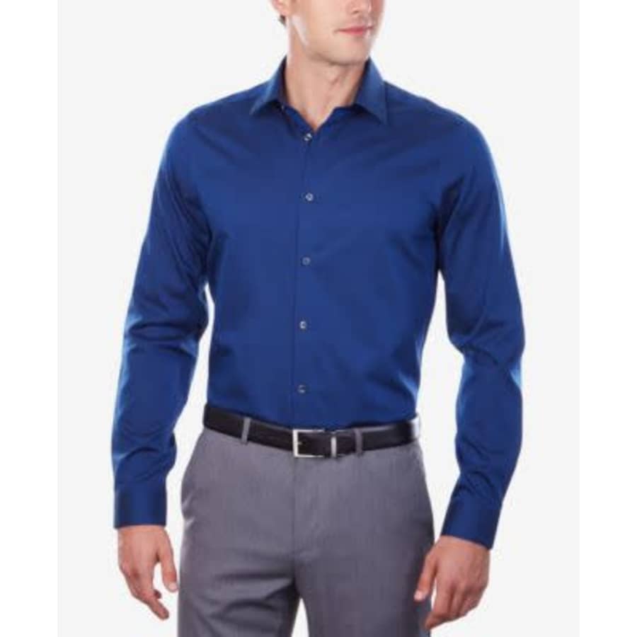 Calvin Klein Steel Men's Slim-Fit Non-Iron Herringbone Dress Shirt: $37
