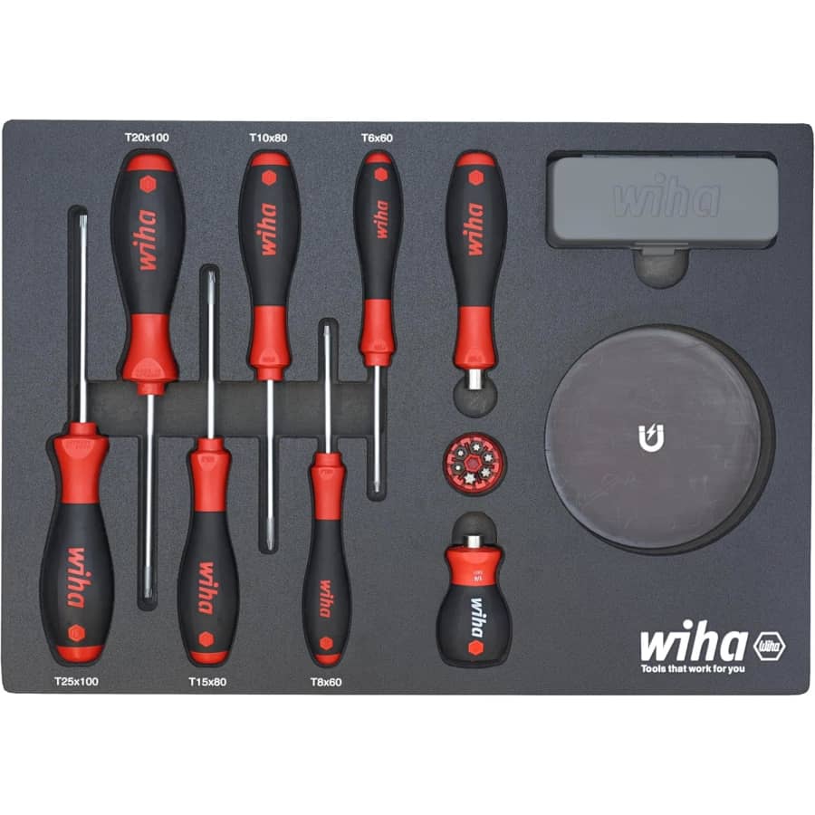 Wiha Tools 45-Piece Knife Maintenance Magnetic Workstation Tray Set: $82