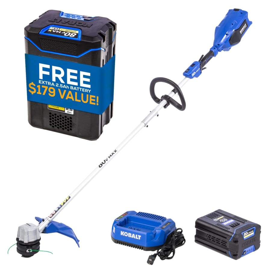 Kobalt 80V 16" 2.5Ah Battery String Trimmer w/ Free Battery: $249 Kobalt 80V 16" 2.5Ah Battery String Trimmer w/ Free Battery: $249