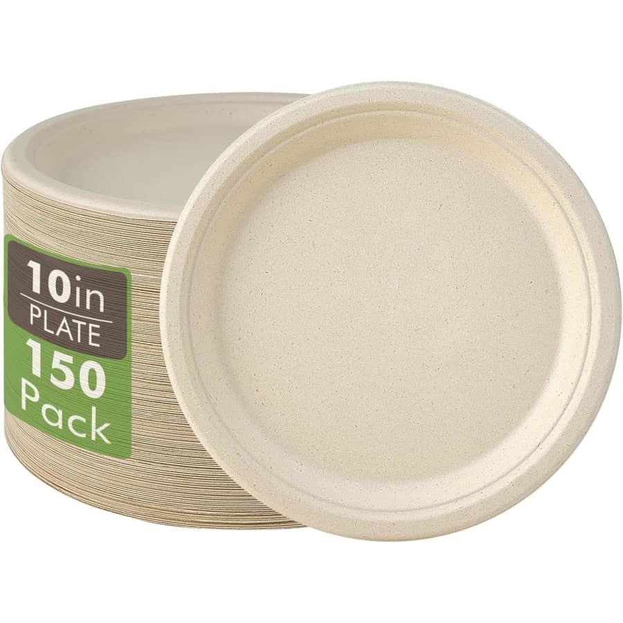 Vplus 10" Compostable Plate 150-Pack: $30