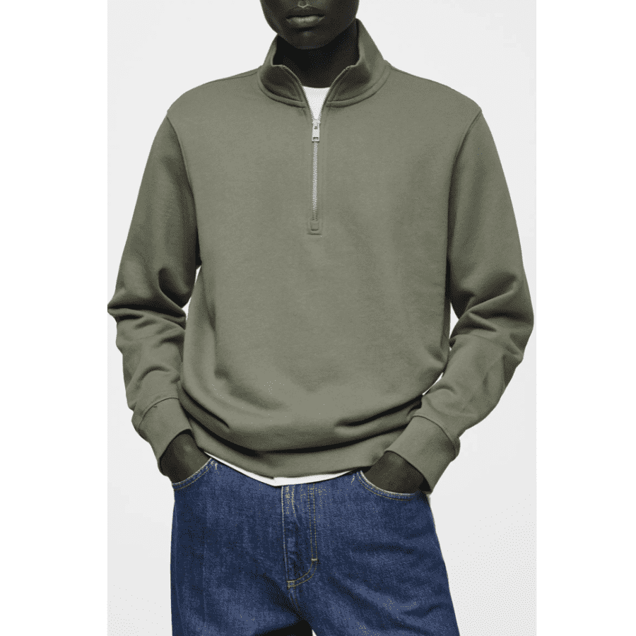 Mango Regular Fit Half Zip Cotton Sweatshirt: $20