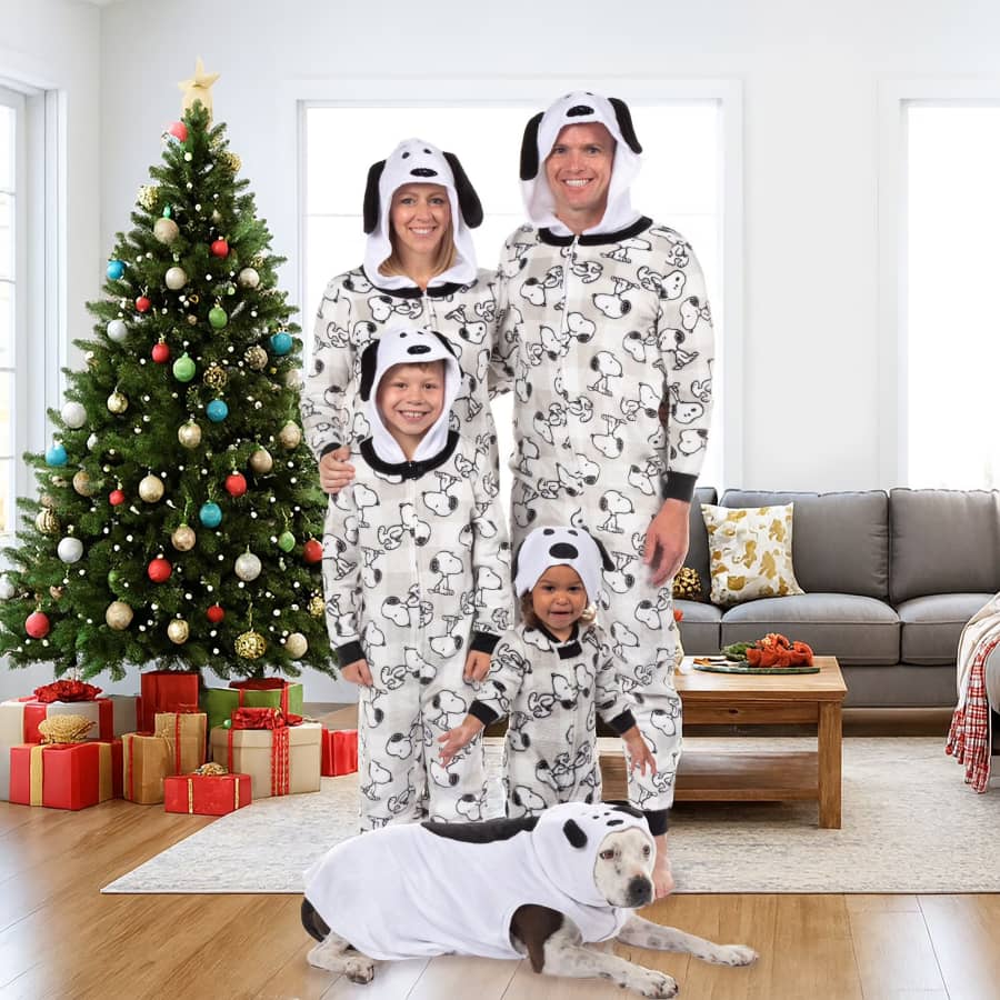 Peanuts Snoopy Fleece Matching Family Pajamas: Pets for $7, Kids for $15, Adults for $19