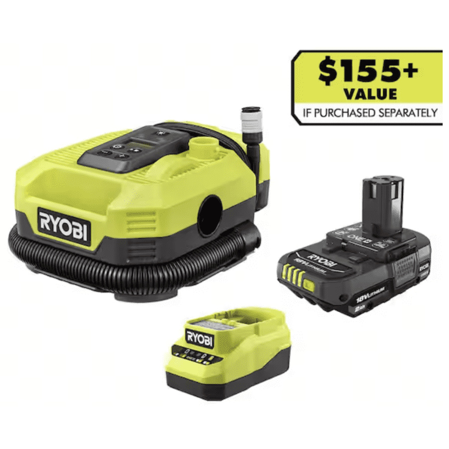 Ryobi ONE+ Dual Function Inflator w/ 2.0 Ah Battery & Charger: $90