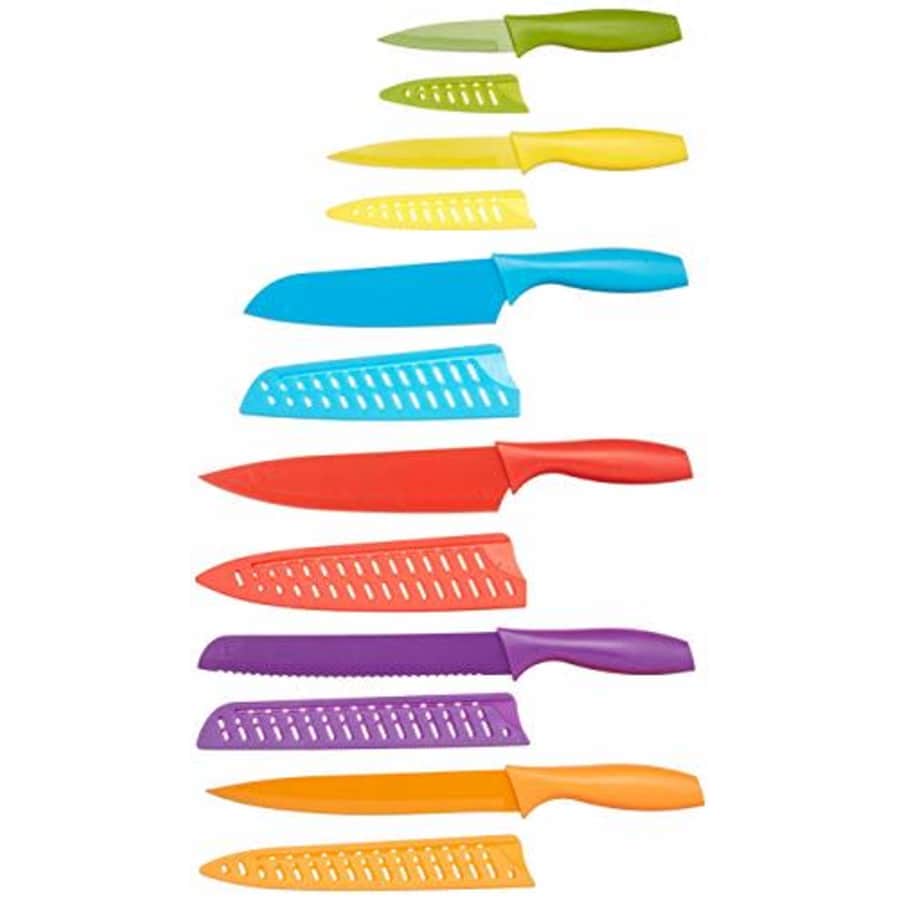 Amazon Basics 12-Piece Color-Coded Knife Set: $15
