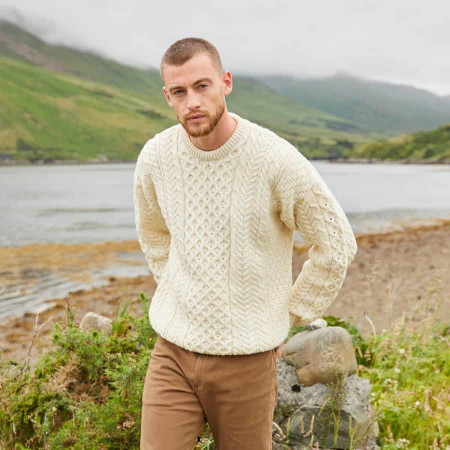 The Irish Store Men's Traditional Crew Neck Aran Sweater: $70