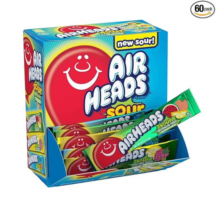 Airheads Sour Full-Size Candy Bars 60-Count: $7 w/ subscribe & save Airheads Sour Full-Size Candy Bars 60-Count: $7 w/ subscribe & save