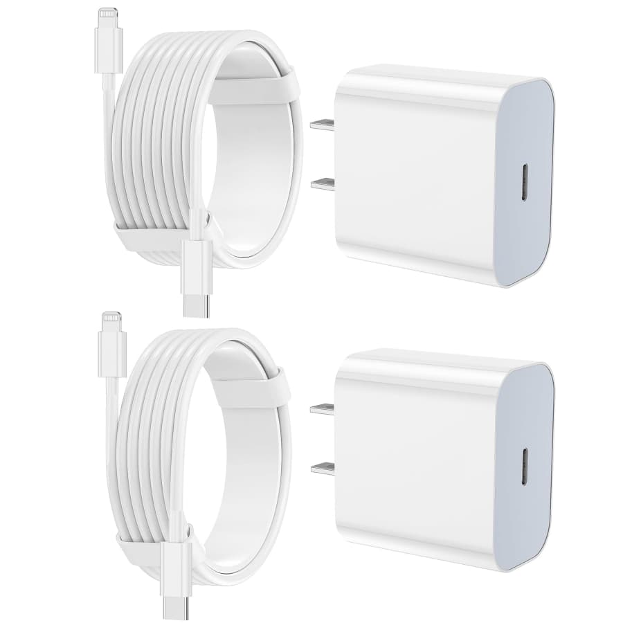 Fast Charge Type C Wall Charger with 6FT & 10FT Cables: $7.99