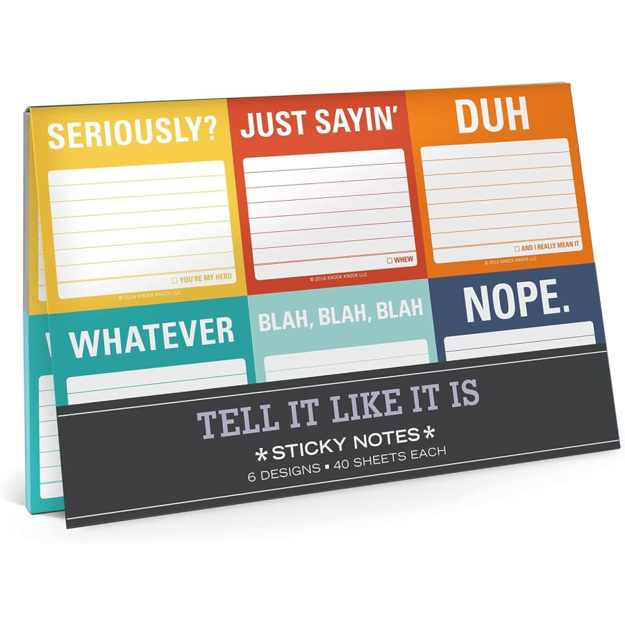 Knock Knock Tell It Like It is 40-Sheet Sticky Note Pad 6-Pack: $10 Knock Knock Tell It Like It is 40-Sheet Sticky Note Pad 6-Pack: $10