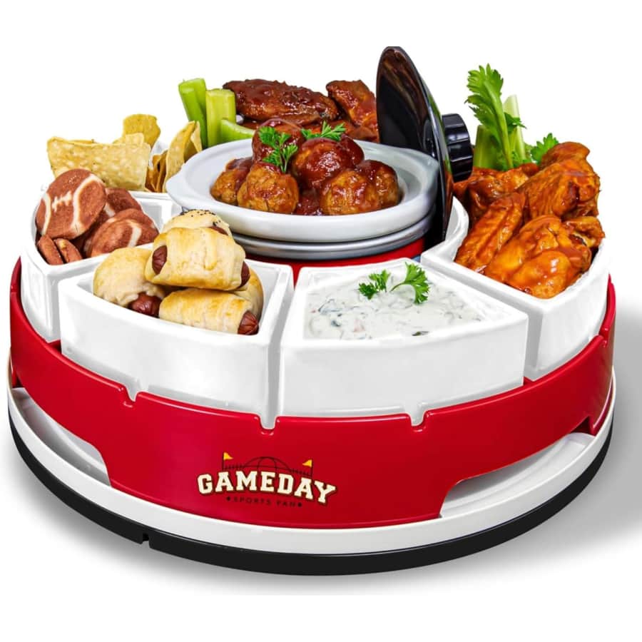 Nostalgia Gameday Heated Slow Cooker and Lazy Susan Serving Set: $25