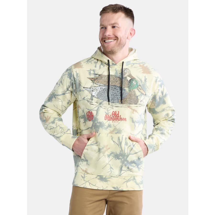 Old Milwaukee Men's Duck Camo Distressed Graphic Hoodie: $9.98