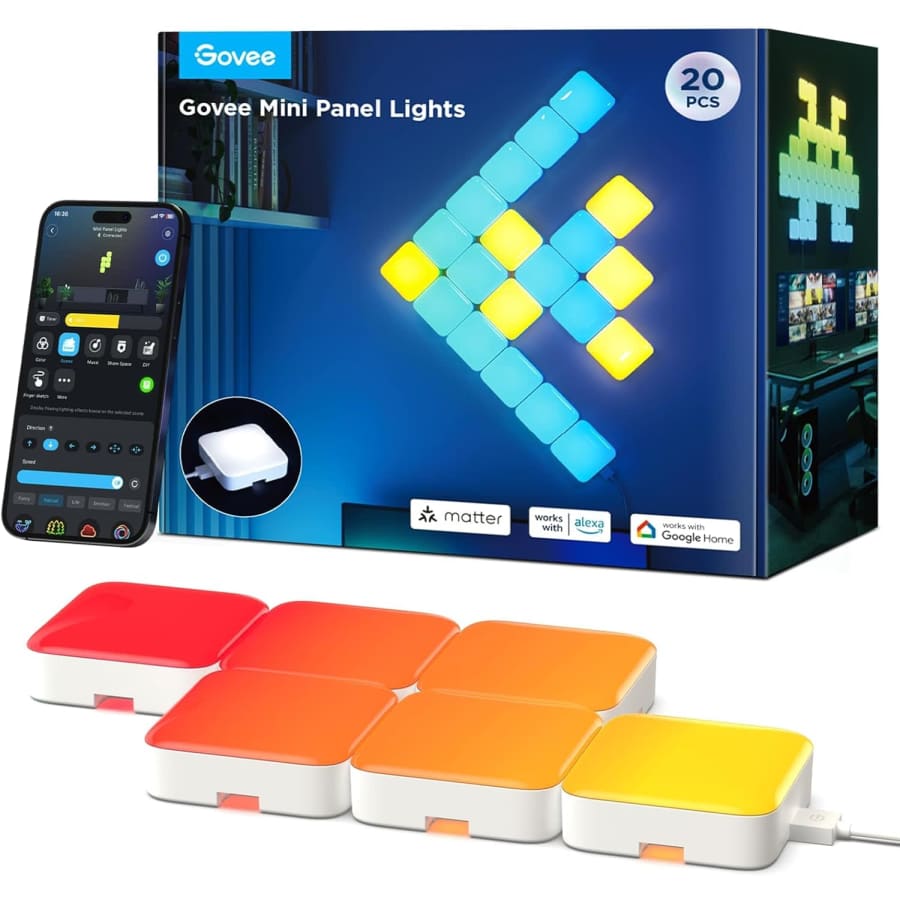 Govee 20-Piece RGBIC Mini Panel Wall Light Set: $99.99 Govee 20-Piece RGBIC Mini Panel Wall Light Set: $99.99