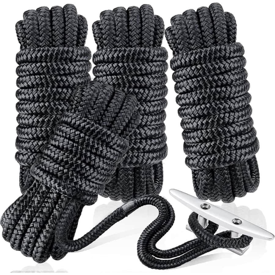3/8" x 15-Foot Double Braided Nylon Dock Line 4-Pack: $22
