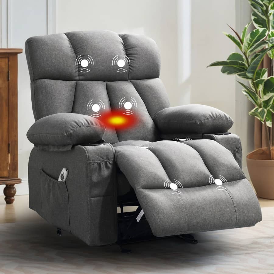 Manual Recliner Chair with Heat Therapy and Massage: $240 Manual Recliner Chair with Heat Therapy and Massage: $240