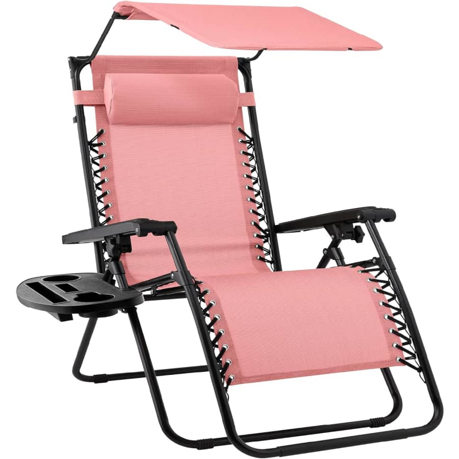 Best Choice Products Folding Recliner Patio Chair w/ Adjustable Canopy: $65