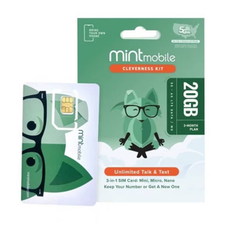 Mint Mobile 3-Month Mobile SIM Kit: $30
