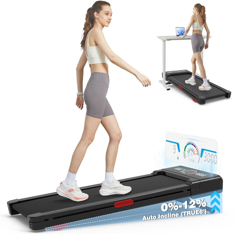 TRAILVIBER Under Desk Treadmill with Auto Incline: $296