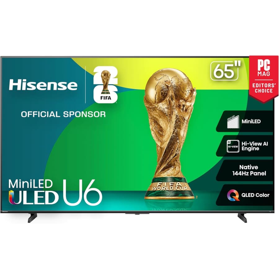 Hisense U6 Series 65U65QF 65" QLED UHD Smart TV: $530