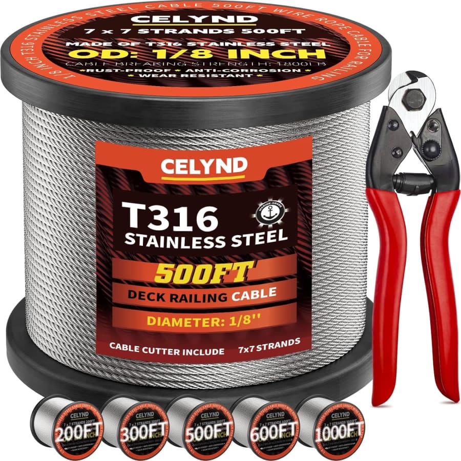 500-Foot Stainless Steel Deck Railing Cable: $56 500-Foot Stainless Steel Deck Railing Cable: $56