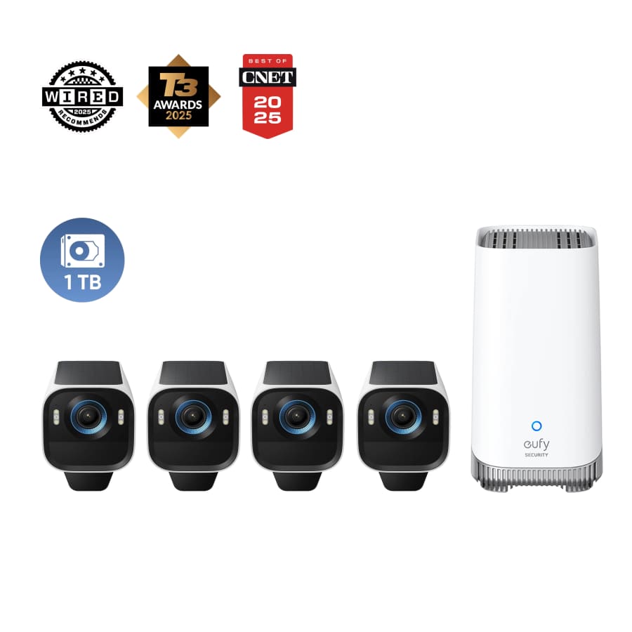 EufyCam S3 Pro 4-Cam Kit + 1 TB Hard Drive: $600
