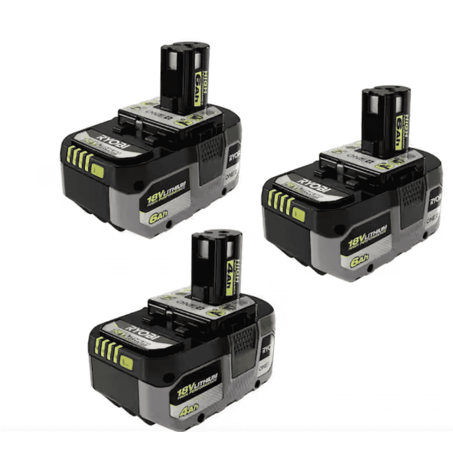 Ryobi ONE+ HP 18V Lithium-Ion 6Ah Battery 2-Pack w/ ONE+ 18V 4.0 Ah Lithium-Ion Battery: $159