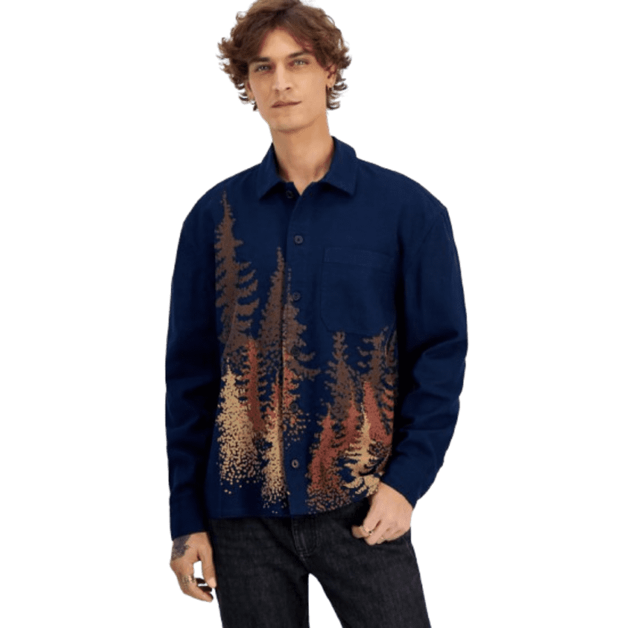Sun + Stone Men's Milas Scenic 100% Cotton Jacquard Overshirt: $12.96
