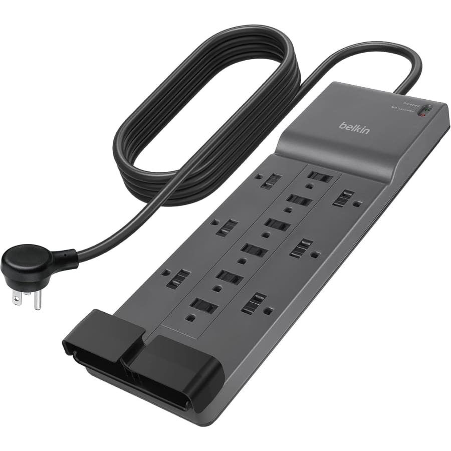 Belkin 12-Outlet Surge Protector with 8-Foot Cord: $24 Belkin 12-Outlet Surge Protector with 8-Foot Cord: $24