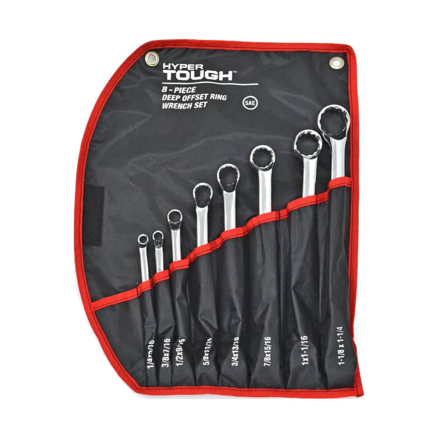 Hyper Tough 8-Piece SAE Deep Offset Ring Wrench Set: $11 Hyper Tough 8-Piece SAE Deep Offset Ring Wrench Set: $11